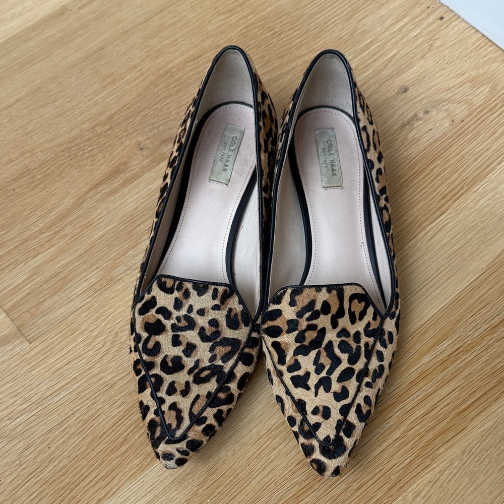 Cole Haan Animal Print Calf Hair Pointy Toe Loafer